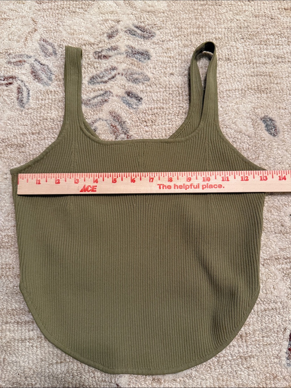 The Drop - Ribbed Square-Neck Olive Tank Top - Picture 3 of 6